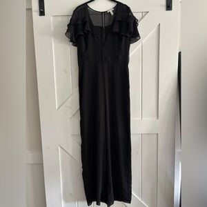 Leith Black Jumpsuit with Ruffle Sleeves